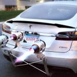 The man has assembled a Tesla Model S with jet engines. How fast is it?